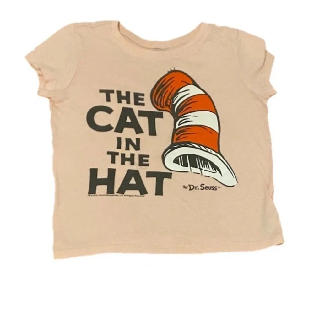 Old Navy Girls Size 3T Pink The Cat In The Hat T-shirt Dr Seuss Short Sleeve Top
